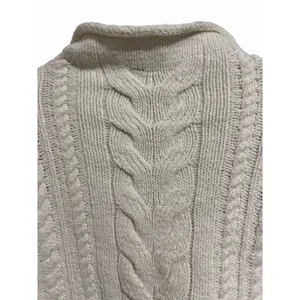 Anthropologie Pilcro Crop‎ Rolled Neck Cable Knit Sweater Ivory Women's Size Sm thumbnail 3