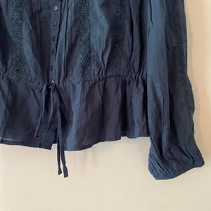 NWT Free People Best of Me Navy Blue Eyelet Blouse Boho Cotton Women's size XS thumbnail 6
