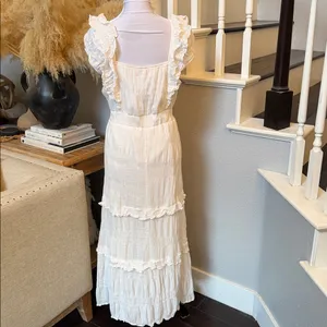 Betsey Johnson Snow White Ruffled Sleeveless Tiered Midi Dress Size Large thumbnail 6