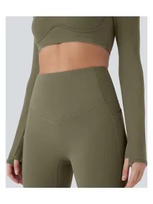 Halara XS High-Waisted Olive Green Leggings XS 7/8 Length Stretchy thumbnail 3