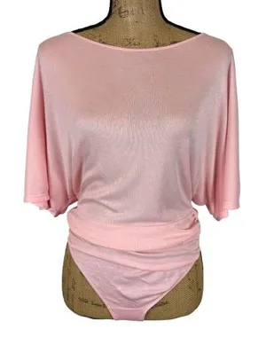 NWT Free People Intimately Homebody Boat Neck Bodysuit Pink Salt Size Small‎ thumbnail 1