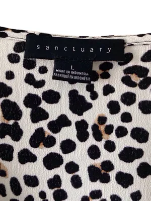 Sanctuary Black & White Leopard-Spot V-Neck Cap Sleeve Top thumbnail 2