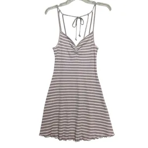Abercrombie & Fitch Dress Womens XS Gray Striped Ribbed Knit Swing Sundress thumbnail 2