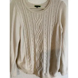 C. Wonder Sweater Cream M Womens Cable Knit Wool Blend Pullover thumbnail 11