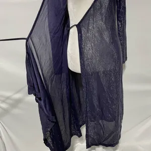 & Other Stories Sheer Metallic Long Sleeve Midi Wrap Dress Navy Blue Size 2 thumbnail 14