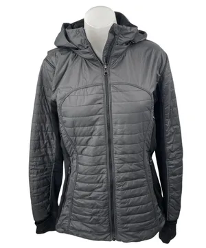Lululemon First Mile Women's Black Full Zip Hooded Hoodie Puffer Coat Jacket 4 thumbnail 1
