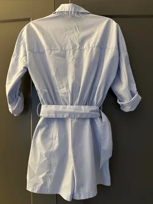 Zara Light Blue Belted Shirt Romper thumbnail 4