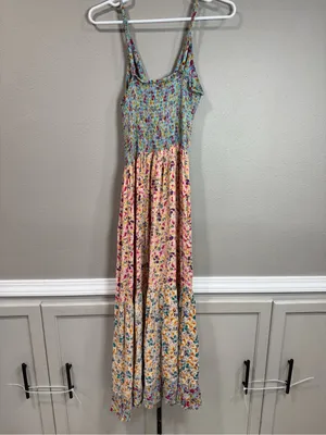 Angie Boho Floral Spaghetti-Strap Maxi Dress in Pastel Multi thumbnail 7