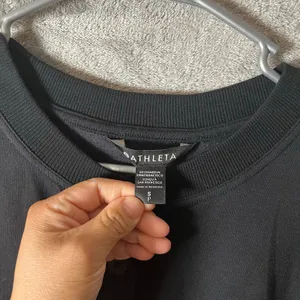 Athleta Balance Henley Sweatshirt Black Size Small Oversized‎ Tencel Cotton New thumbnail 3
