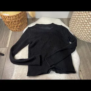 Black Aritzia Wilfred Free Black Open Knit Sweater thumbnail 6