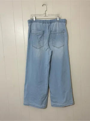 Pilcro Anthropologie Wide Leg Denim Knit Pants L High Rise Pull On Jeans thumbnail 12