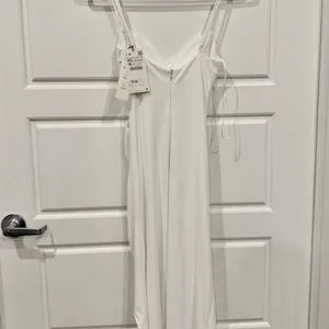 Zara White Ruched Midi Dress – Size XS – NWT thumbnail 7