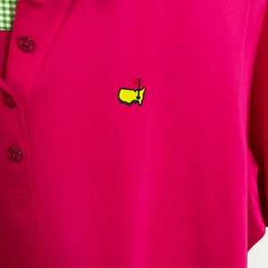 MASTERS- Magnolia Lane Tech Pink Polo Shirt Logo Golf Classic Button Augusta thumbnail 4