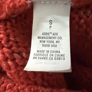 Aerie Sweater Wome's Small Coral White Striped Mock Neck Chunky Knit Pullover thumbnail 7