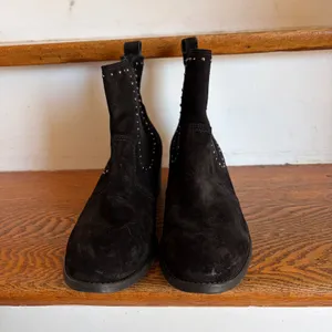 Paul Green Black‎ Suede Studded Chelsea Ankle Boots Heel Size UK 6 US 8.5 EUC thumbnail 3