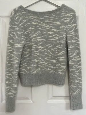 Abercrombie & Fitch Soft AF Cardigan S Fuzzy Animal Print Y2K Cozy Balletcore thumbnail 3