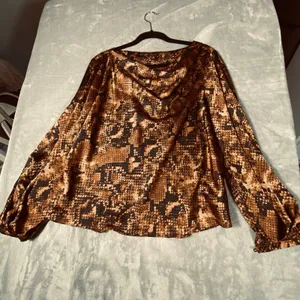 Ann Taylor Blouse Top XL ‎ Animal Print Cowl Neck Long Sleeve Lightweight New thumbnail 4