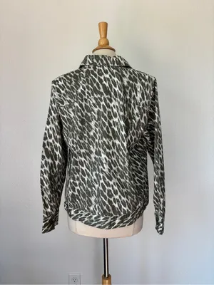 Green & White Denim Button Down Jacket thumbnail 8