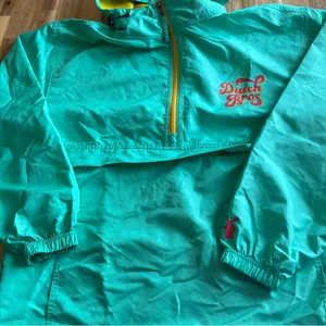 Dutch Bros Coffee Windbreaker Pullover Jacket Medium Green/Yellow Blue thumbnail 6