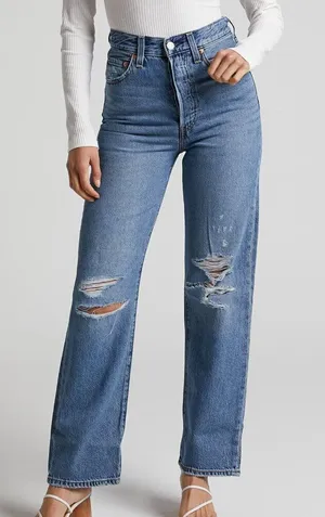 Levi’s Premium‎ High Rise Distressed Ribcage Straight Ankle Jeans thumbnail 1