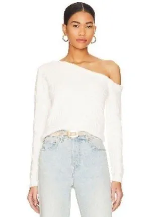 NWOT REVOLVE Ravie One Shoulder Sweater in White thumbnail 1