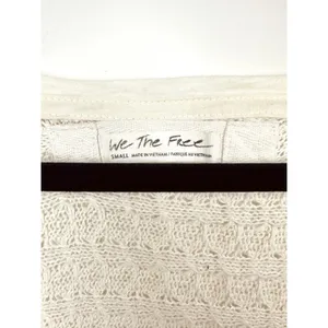 We The Free People Thien Hacci Ivory Textured Knit Fringe V-Neck Oversized Small thumbnail 8