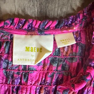 Maeve Calais Smocked Floral Peasant Blouse. thumbnail 2
