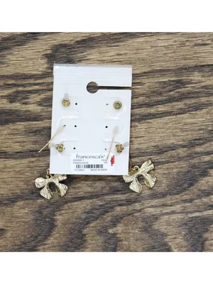NWT Francesca's Womens Fashion Multi Style 3 Piece Earring Set Gold / Black thumbnail 4