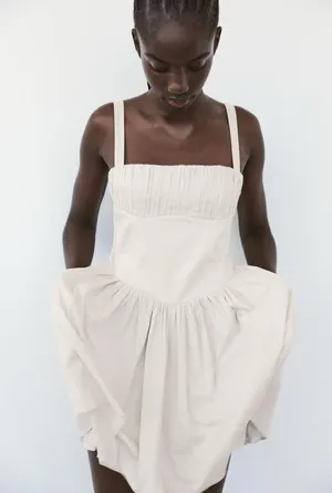 Zara Elegant Cream Mini Dress thumbnail 4