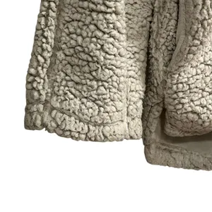 Elodie Women's Gray Sherpa Fleece 1/4 Zip Pullover‎ Jacket L thumbnail 6