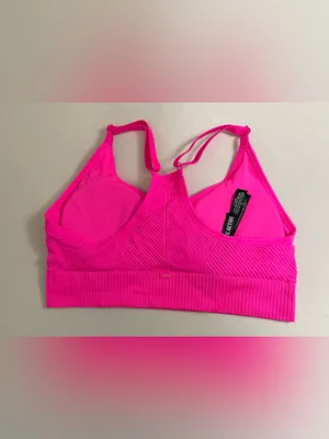 PINK Victoria's Secret NWT Seamless Ribbed Bralette Crop Top Hot Barbie Pink Size L thumbnail 2