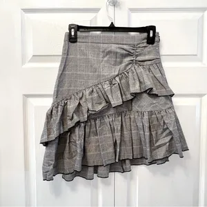 Club monoco ruffle tiered black plaid mini skirt size‎ 2 thumbnail 3