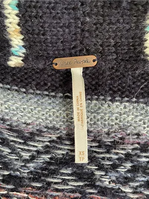 Free People Open-Front Knit Duster Cardigan Sweater Blue Multi boho bohemian XS thumbnail 6