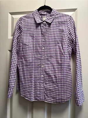 JCREW Women’s Purple Gingham Button-Down Shirt thumbnail 3