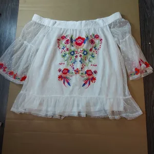Umgee Boho Mesh Floral Embroidered Peasant Top S Festival Concert Indie Casual thumbnail 5