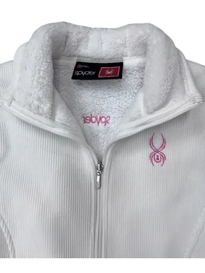 (RFB2) Women's Spyder Core Fleece Full Zip Jacket White Size Large Breast Cancer thumbnail 3