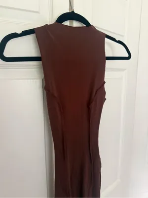 Naked Wardrobe Snatched and Sexy Bodycon Mockneck Dress Chocolate Brown Small thumbnail 7