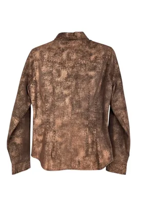Roper Vintage Leather Jacket Bronze Metallic Full Zip Size Small Western Cowgirl thumbnail 7