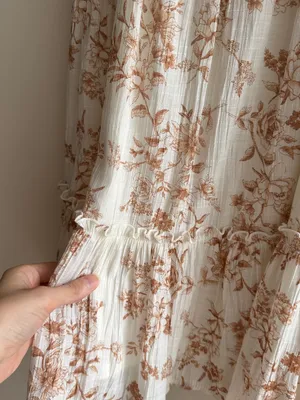 Blu Pepper Floral Puff Sleeve Mini Dress, White/Brown, Size Medium thumbnail 14