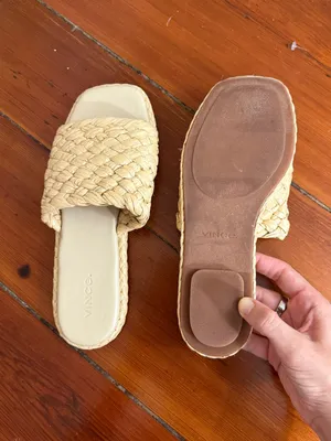 Vince Rumi Raffia Woven Flat Slide Sandals Coastal Sz 7.5 🧡🍄 thumbnail 7