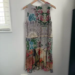 Desigual Large Lucille Tank Dress Asymmetrical Grey Colorful Flowy Spring thumbnail 6