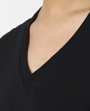 Forever 21 Black Solid V-Neck Short Sleeve Top thumbnail 5