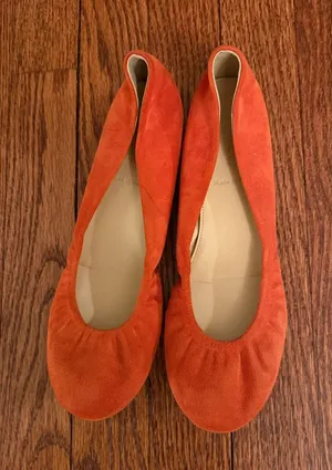 J crew Cece Women’s Suede Ballet Flats in Orange thumbnail 1