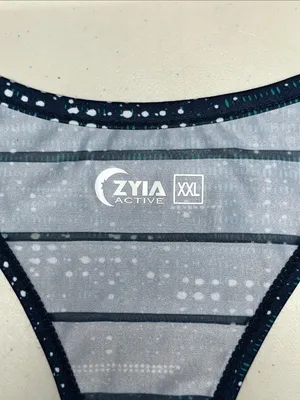 Zyia Active XXL Blue & White Polka Dot Shadow Stripe Racerback Athletic Tank Top thumbnail 4