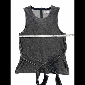 Madewell French Rib Tie Waist Sleeveless Tank Womens M‎ Gray F8390 thumbnail 3