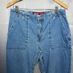Old Navy Blue Jeans Womens 12‎ Blue Vintage Carpenter Straight High Rise Baggy thumbnail 4