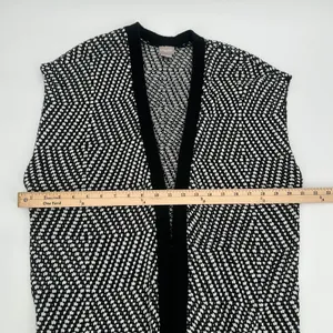 Chico's Sweater Vest Womens M 8 Chicos 1 Black White Knit Fringed READ thumbnail 5