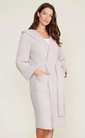 Barefoot Dreams CozyChic Ribbed Hooded Robe Gray Size 2 thumbnail 1