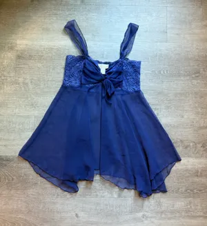 Victoria's Secret Gold Label Vintage Chiffon Lace Babydoll Size M Periwinkle thumbnail 1