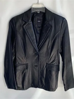 JLC New York vintage 90s Y2K black leather blazer jacket downtown girl winter M thumbnail 8